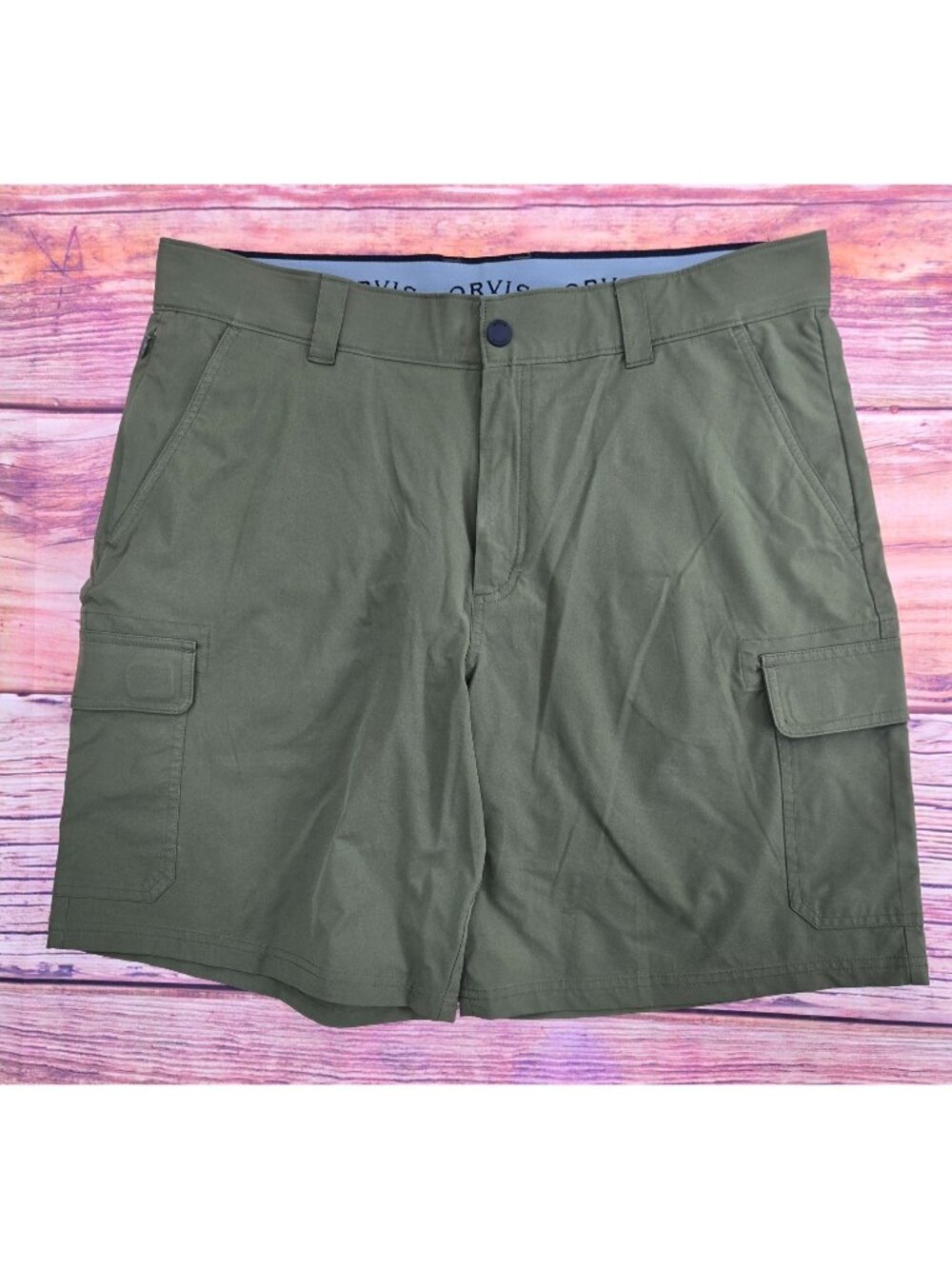 Orvis Mens Olive Green Cargo Shorts Size 36